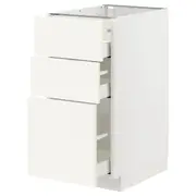 METOD / MAXIMERA base cabinet with 3 drawers, white/Vallstena white, 40x60x80 cm