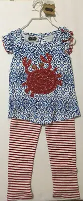 Mud Pie Toddler Girls crab Tunic and Leggings 12/18M