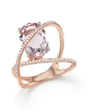 Amethyst and Diamond Statement Ring in 14K Rose Gold