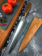 Chef Gyuto Knife Damascus Steel VG10 Core Wood Handle Kiritsuke Beef Cut Slicing