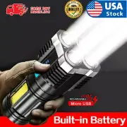 USA Super Bright Torch LED Flashlight USB Rechargeable Camping Tactical lamp