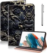Case for Samsung Galaxy Tab A 10.1 2016 with Stylus and Pen Holder, Protective Case Galaxy Tab A6 Multi-Angle Stand Flip Case Tablet for Samsung Tab A6 10.1 Inch SM-T580 T585 – Blue Flower