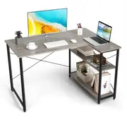 Giantex L-shaped Corner Computer Desk Modern Home Office Writing Desk w/Storage Shelves Grey