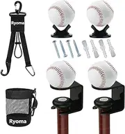 6Pcs Baseball Dugout Organizer Set with 2 Pcs Acrylic Baseball Bat Wall Stand Hold、2 Pieces Acrylic Baseball Ball Stand Holder、1 Pcs Baseball Dugout Organizer、1Pcs Nylon Mesh Baseball Bag