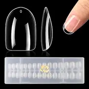 UNA GELLA Extra Short Round Oval Gel Nail Tips 360pcs 15 Sizes Clear Oval Round Press on Nails Base Tips Short Oval False Fake Tips Full Acrylic Nails Short Round Shaped For Nail Extension DIY Salon Soft Gel Tips
