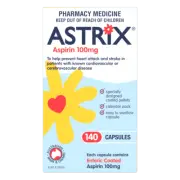 Astrix Aspirin 100mg 140 Capsules Enteric Coated Prevent Heart Attacks Strokes
