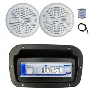Dual Marine Receiver,Spa Bezel,Adapter, Antenna,Wire, 2x 5.25" 20W White Speaker