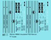 K4 TT Scale Decals Monon FGE Insulated Boxcar Black