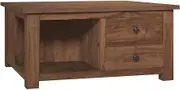 Solid Teak Wood Coffee Table with Storage: Modern Farmhouse Living Room Center Tables, Round Wood Accent for Home Office, 68x68x33 cm