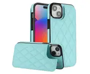 Case for Iphone 15,Pu Leather Wallet Case RFID Blocking Credit Card Slots Kickstand Phone Case-Blue