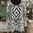 Mushka Sienna Rose Animal Print Hi Lo Tunic Knit Top Fringe BOHO Soft SM/Med NWT