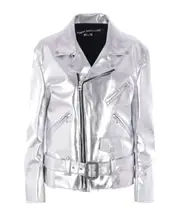 Zipper leather jacket S White