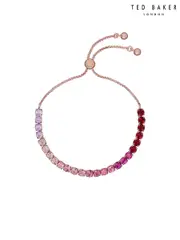 Ted Baker Gold Tone/Red MELRAH: Crystal Adjustable Tennis Bracelet For Women (559925) | $92