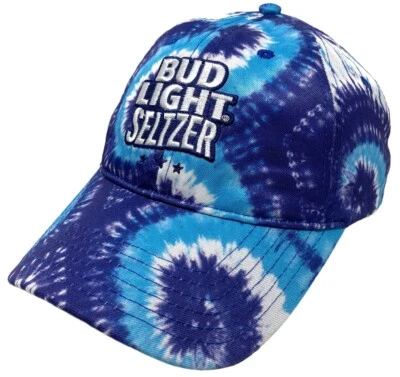 Bud Light Seltzer Men's Embroidered Logo Blue Tie Dye Dad Snapback Hat Cap