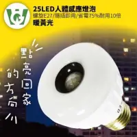 在飛比找momo購物網優惠-【U want】25LED感應燈泡(標準E27螺旋型暖黃光)