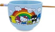Sanrio Hello Kitty and Friends Rainbow Ceramic Ramen Bowl and Chopstick Set