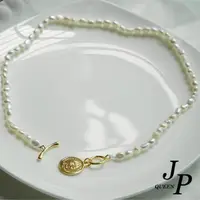 在飛比找momo購物網優惠-【Jpqueen】復古港風女王金幣珍珠串鎖骨短項鍊(3色可選