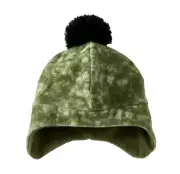 Cat & Jack Boys Tie-Dye Earflap Hat Green Camo OSFM Winter Pom-Pom