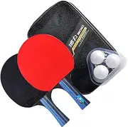Table Tennis Racket Set 2 Paddles Double-Sided Reverse Adhesive Student Training Handle Wood Swing