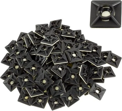 GTSE 100 Pack Black Zip Tie Mounts, 3/4" 3/4" x 3/4",