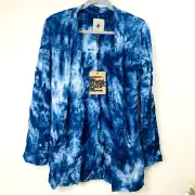 NWT One Teaspoon Women’s Cardigan Size XS Blue Tie Dye Open Front Long Sleeve