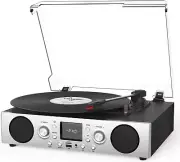 Vinylslink Record Player with Built-In Speakers, Belt-Driven Turntable Support 3