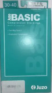 JUZO 4202AD 30-40 mmHg Basic Ribbed Closed Toe Knee Khaki Compression Socks SzIV