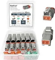 48PCS DT Deutsch Connector Kit, 6 Kits 2 Pin DT Connectors with Solid Contacts, Waterproof Automotive Electrical Connectors Assortment for Automotive Repair