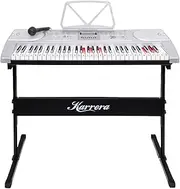 Karrera 61 Keys Electronic LED Keyboard Teaching Piano with Stand - Silver