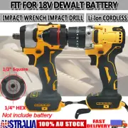 Brushless 1/2'' Impact Wrench 13mm Hammer Drill Combo Kit For Dewalt 18V Battery