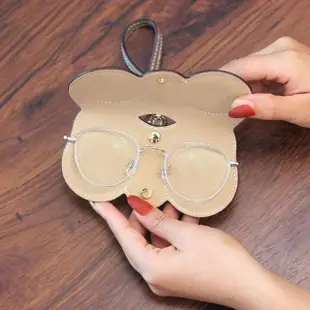 【希賽德】真皮磁扣眼鏡包 牛皮眼鏡收納包 眼鏡袋 太陽眼鏡包 眼鏡收納盒 眼鏡收納 太陽眼鏡盒(收納眼鏡盒)