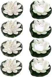 BIUDECO 8pcs Artificial Lotus Artificial Water Lily Water Lily Leaves Floating Pond Plant Aquarium Lotus Flower Lily Pad for Ponds Floating Flowers Flower Decor Eva Fish Tank Swimming Pool