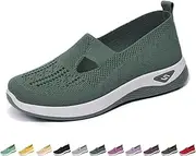 [Generic] Women's Comfortable Breathable Knitted Sneakers, Orthopedic Shoes for Women, Cut-Out Woven Orthopedic Shoes, Slip on Arch Support for Women Arch