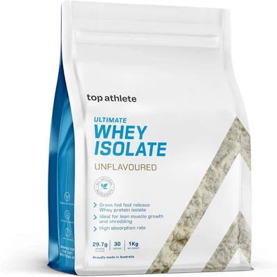 Top Athlete Ultimate Whey Isolate Unflavoured Protein Powder, Raw, 1KG, 29.7G...
