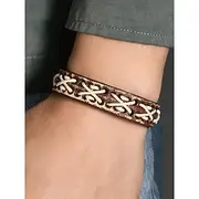 Men's Bracelet Black Red Blue Genuine Leather Retro Bohemian