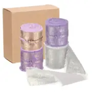 4pcs Chiffon Ribbon, 1 1/2"x5 Yard Silk Ribbon, Purple Silver Glitter Fabric