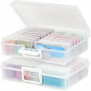 2 Pack 4" x 6" Photo Storage Craft Keeper with 16 Organization Cases, Clear Clear - XL (2Pack)