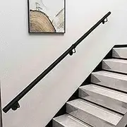 1ft-20ft Black Stair Handrail - Complete Kit | Metal Wrought Iron Handrails 1 2 3 4 5 6 Metres Stairway Railing | Wall Mounted Staircase Banister Hand Rails for Indoor Stairs Outdoor Step(8.2ft/250cm)
