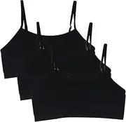 [YINI] Back to School Set of 1/3 Girls Sports Bra Vests Underwear Top Adjustable Shoulder Strap, 3 Pieces Black, X-Large