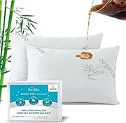 ForZzz Waterproof Bamboo Pillow Protector Cover (2 Pack, Green) 100% Bug Water Proof Zippered Pillow Cases Standard/Queen Size (48cm x 74cm)