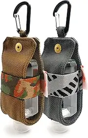 Travel Size Hand Sanitizer Holder,Bottle Case and Carabiner Carrier bag-Portable Mini Waist Bag for Liquids Clip On Backpack and Purse - Not Include Empty 60ml/ 2 oz bottle. (2 Pack)