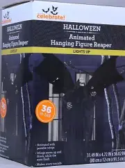 Halloween Animated Hanging Reaper~36”~Sound Activated (Lights/Sounds/Motion)