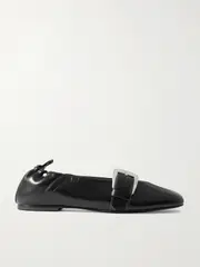 [GANNI] GANNI - Buckled Oleatex® Ballet Flats - Black - IT40 IT 40 Black