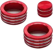 POEXIR for BMW, X1 E84 3 Series E90 E91 E92 E93 Car Interior Air Condition Knob Audio Volume Control Button Decoration Ring Cover Car Air Conditioner Knob(Color:Red,Size:for 3 Series 2005-12)