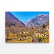 Town Nestled In the Mountains Print 100% Australian Made 75 x 50cm (Stretched)