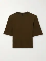 [PETAR PETROV] PETAR PETROV - Oversized Jersey T-shirt - Brown - small small Brown