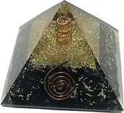 Black Tourmaline Crystal Orgone Pyramid Healing grounding Stone Chakra Pyramid EMF Protection Positive Energy Generator Orgonite Meditation, Balance Stones 65-70 MM with Velvet Phouch