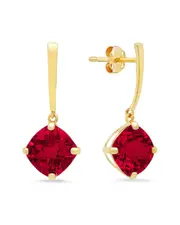 MaxColor 14K 4.40 ct. tw. Lab-Grown Ruby Drop Earrings