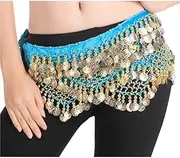 [UGLYAF] Scarves For Womens Lady 320 Piece Coins Gold & Silver -turquoise Colors