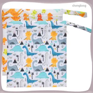Shenglong 2 件泳衣媽媽泳衣女士拉鍊儲物袋圖案尿布可水洗 Tpu 平布裝飾嬰兒學步車